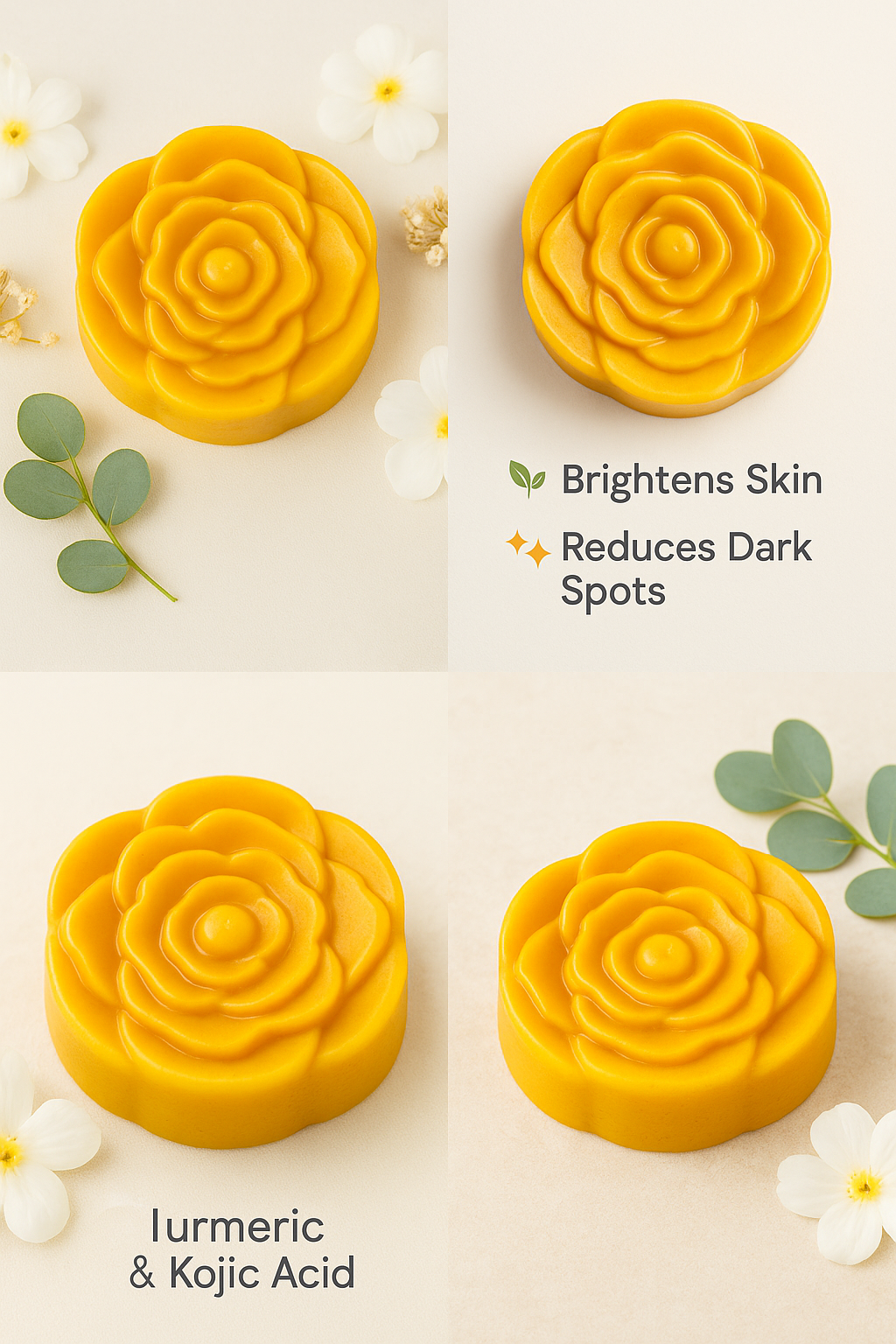 Turmeric & Kojic Acid Soap – Natural Glow & Radiant Skin with Vitamin C 🌿✨. 🌿 100% Natural & Gentle on all skin types
• ✨ Fades dark spots & evens skin tone
• 🍋 Enriched with Vitamin C for radiant, glowing skin
• 💧 Moisturizes &