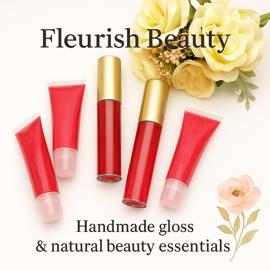 Fleurish Beauty Handmade Lip Gloss products featuring handmade gloss and natural beauty essentials with floral accents.