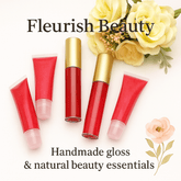 Fleurish Beauty Handmade Lip Gloss products featuring handmade gloss and natural beauty essentials with floral accents.