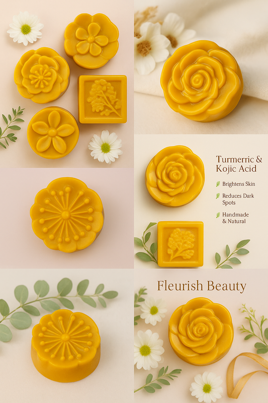 Turmeric & Kojic Acid Soap – Natural Glow & Radiant Skin with Vitamin C 🌿✨.                    🌿 100% Natural & Gentle on all skin types
	•	✨ Fades dark spots & evens skin tone
	•	🍋 Enriched with Vitamin C for radiant, glowing skin
	•	💧 Moisturizes &